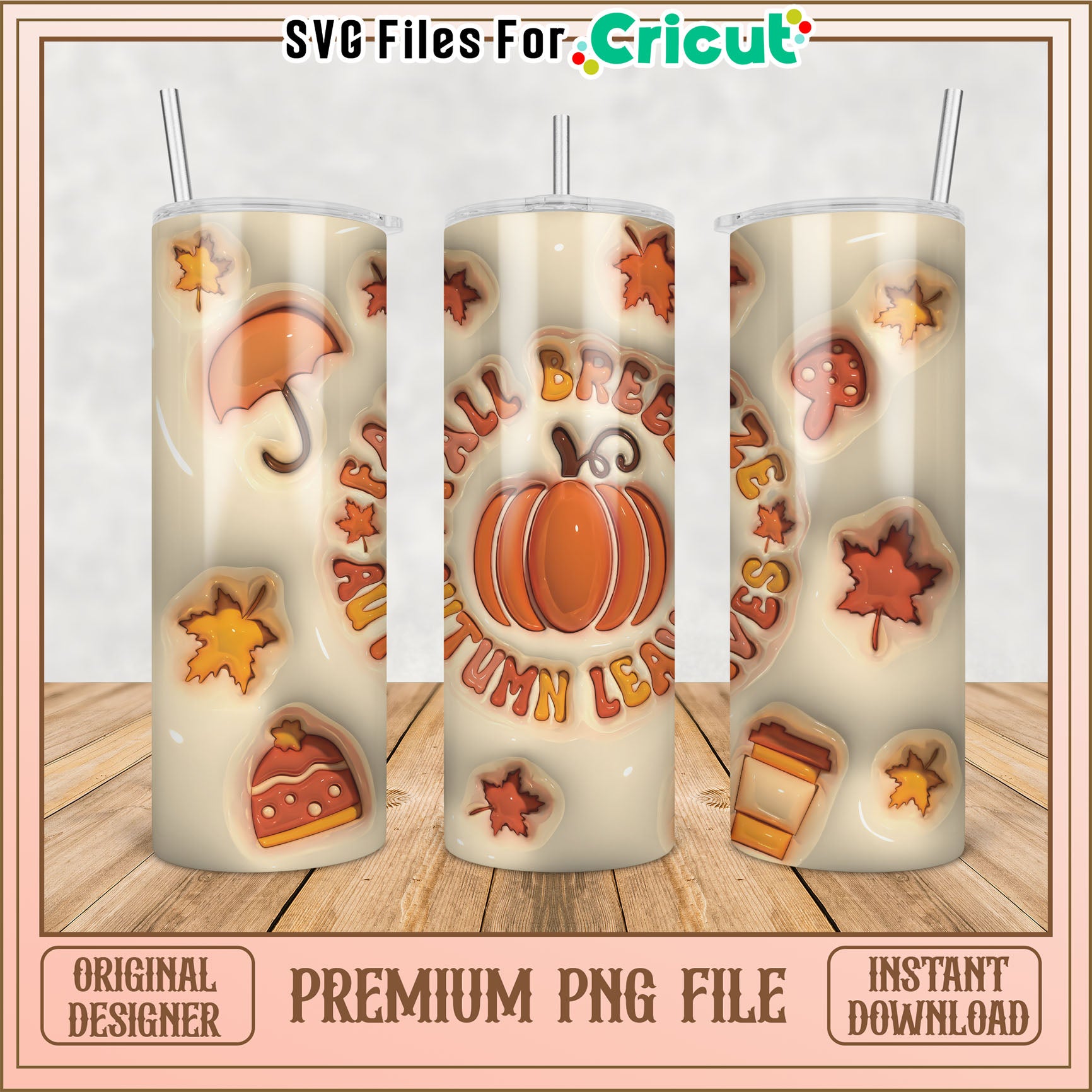 Autumn Breeze Tumbler PNG Design