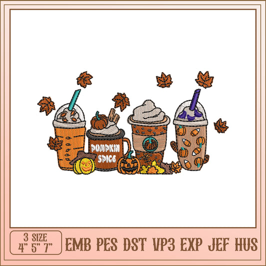 Autumn Drinks Embroidery Design