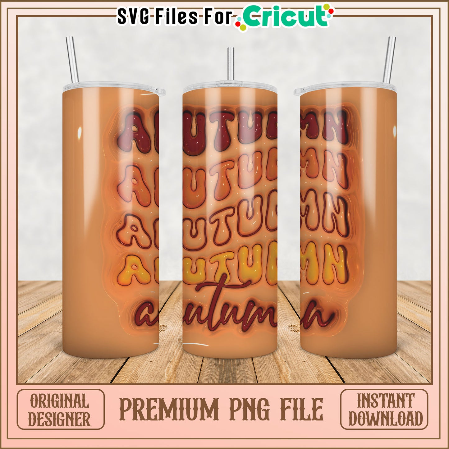 Autumn Tumbler PNG Design - Instant Download