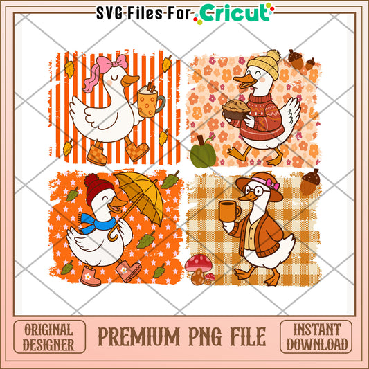 Autumn geese png, fall birds png, seasonal animals png