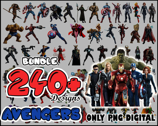 Hero marvel avengers characters bundle png, marvel heroes avengers​​ png