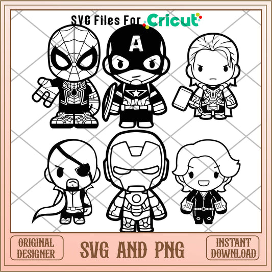 Avengers chibi svg bundle, Avengers characters svg - Svgfileforcricut