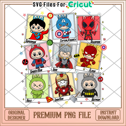 Avengers labubu png, labubu dolls png, popmart labubu png