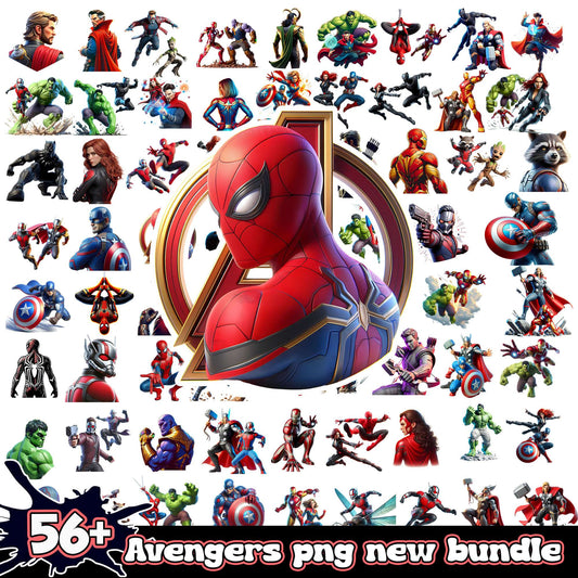 Marvel avengers members design bundle png, marvel avengers characters​ png
