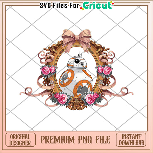 BB-8 Floral Frame Design, Premium PNG Digital Download File