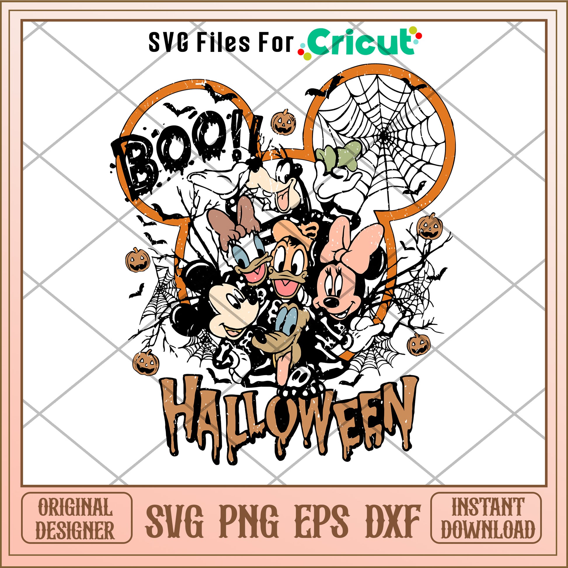 Mickey friends head boo halloween svg