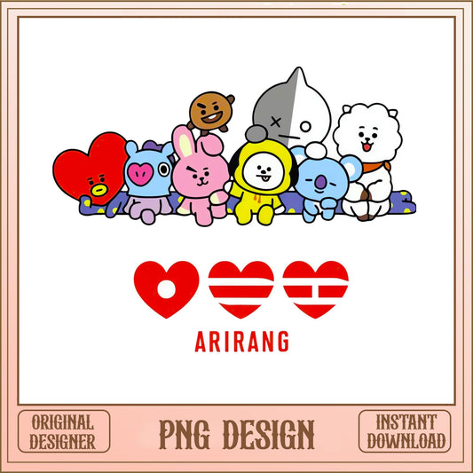 BT21 Characters Bundle PNG, Kpop BTS Chibi PNG, Arirang PNG