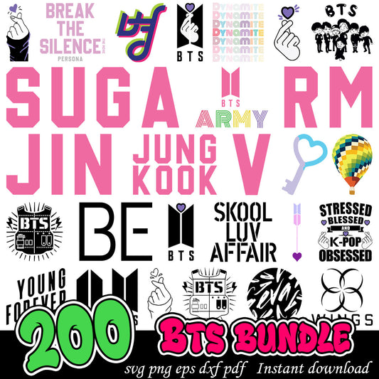 BTS members svg, BTS band svg bundle, Korean band bundle