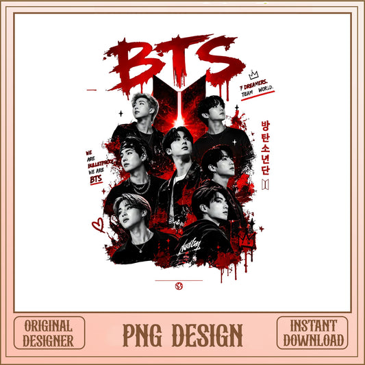 BTS Kpop Band PNG Design, We Are Bulletproof PNG, Kpop PNG