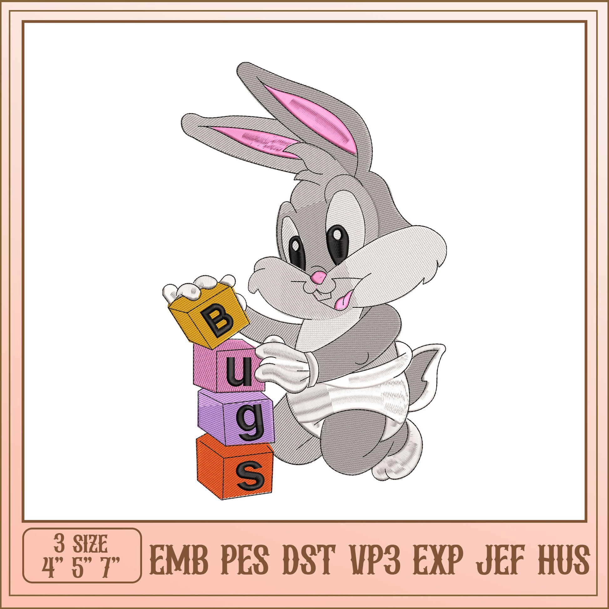 Baby Bugs Bunny Embroidery Design