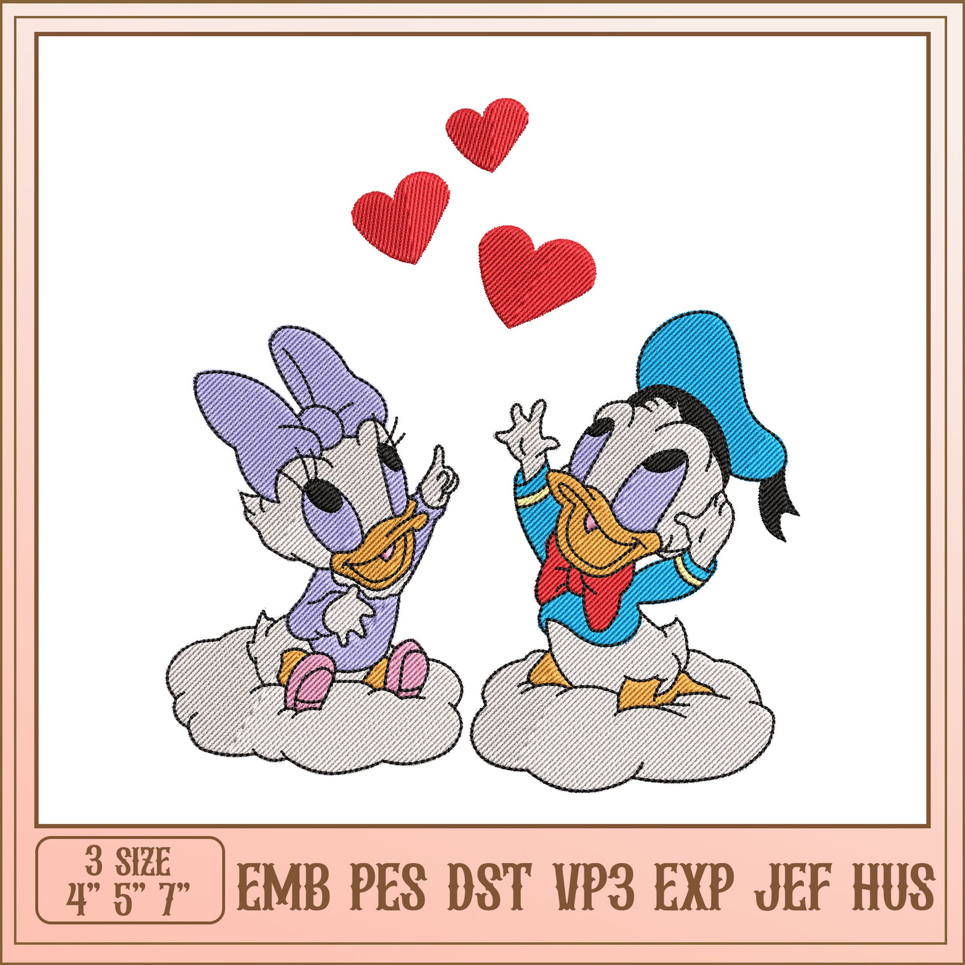 Baby Daisy & Donald Duck Embroidery Design