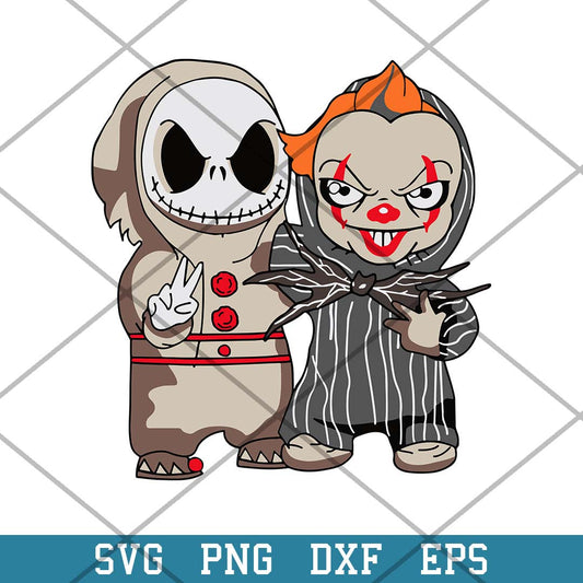 Baby Jack Skellington and Pennywise Halloween Svg, Baby Horror Svg-Svgfilesforcricut