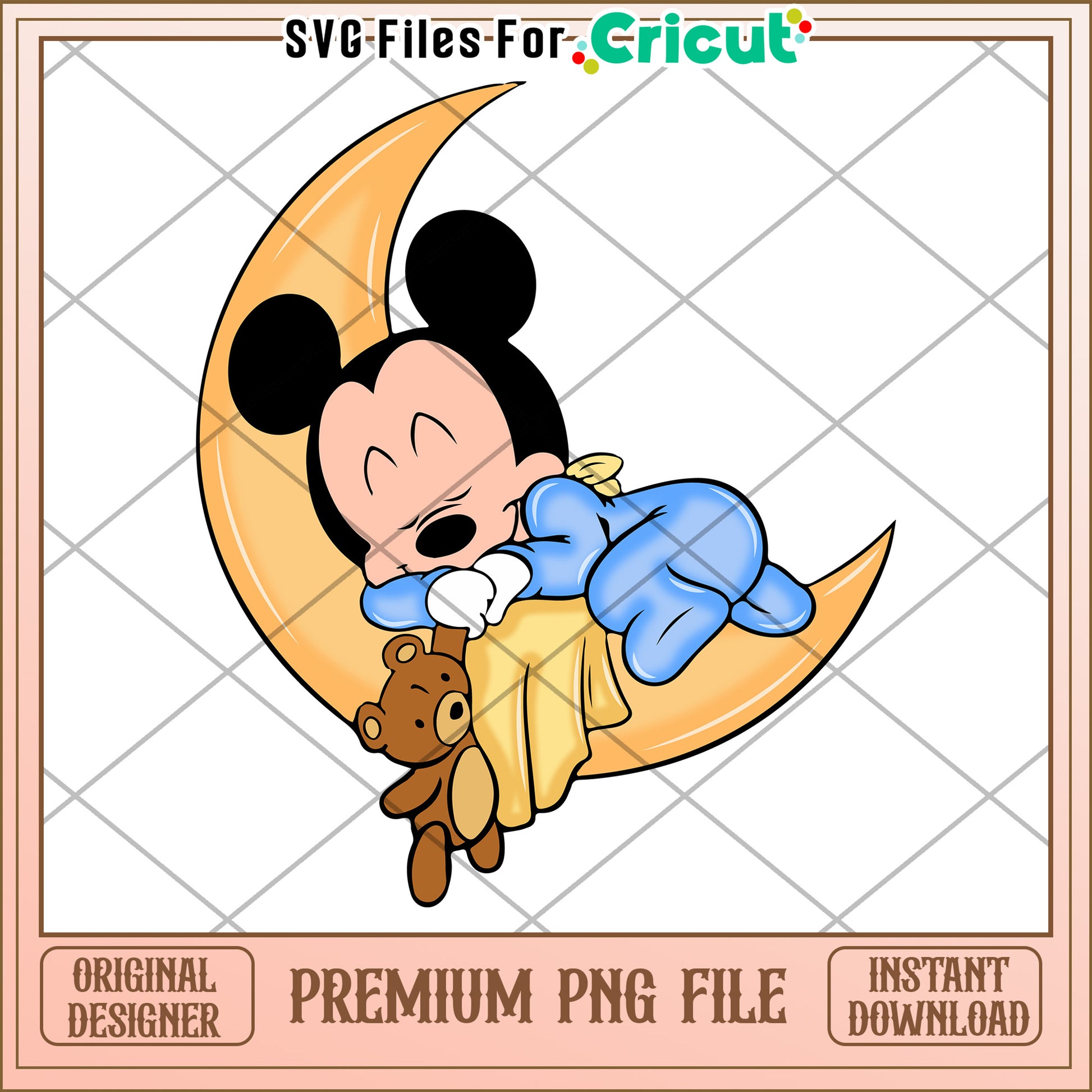 Baby Mickey PNG Sleeping on Moon