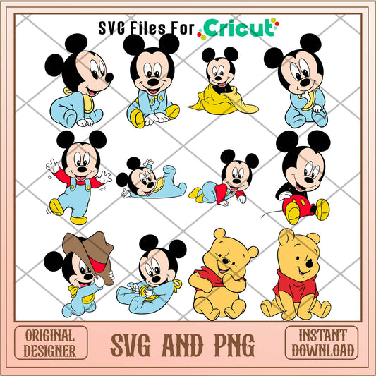 Baby Mickey mouse art svg bundle 