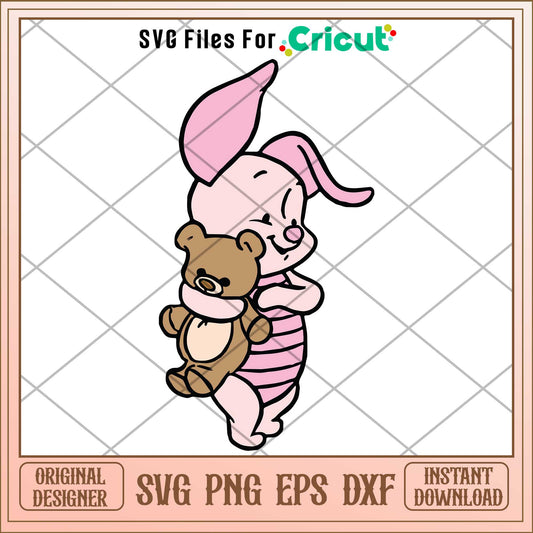 Baby Piglet Cheering Winnie The Pooh svg, Winnie the pooh character svg, Digital Download