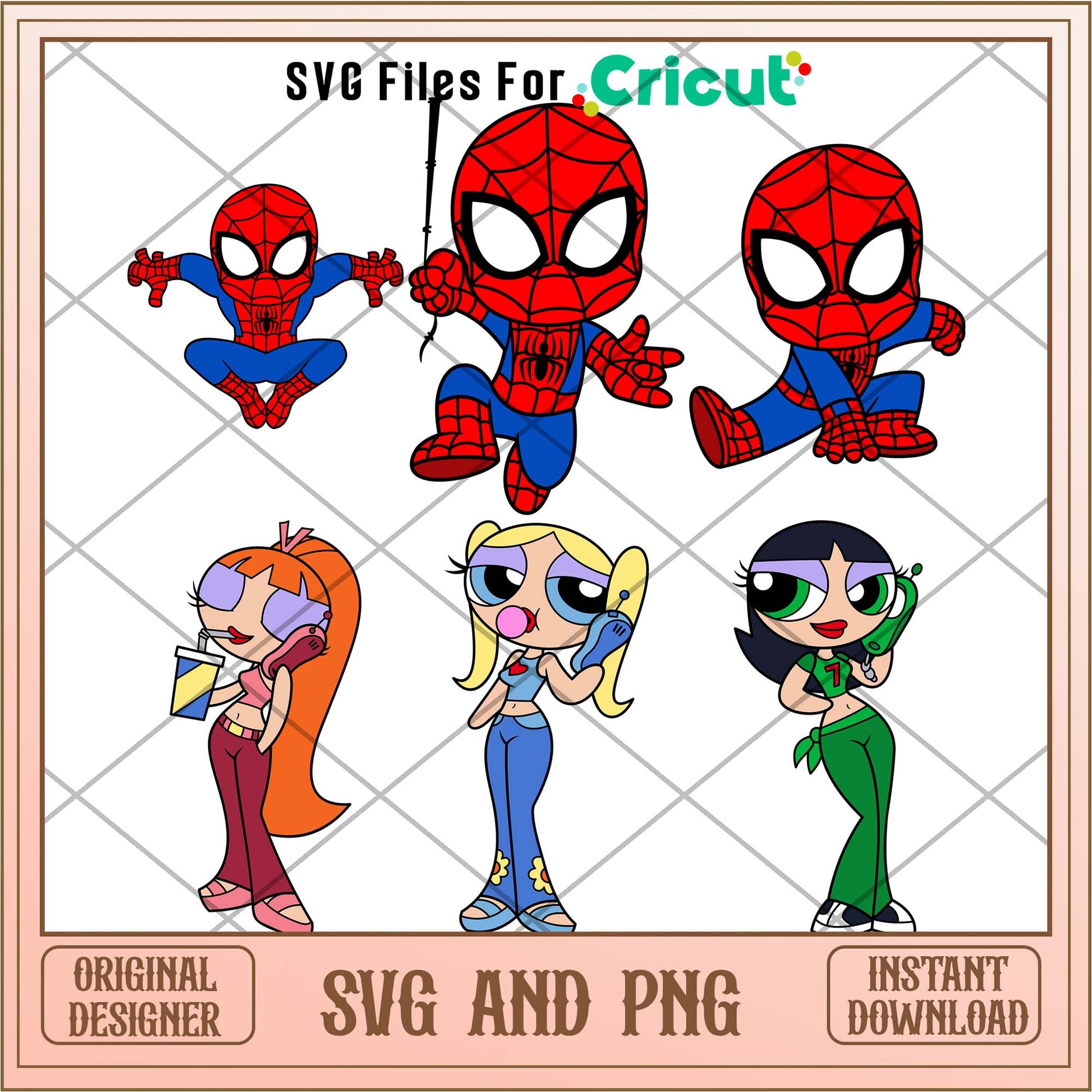 Baby Spiderman x Powerpuff Girls svg Bundle 