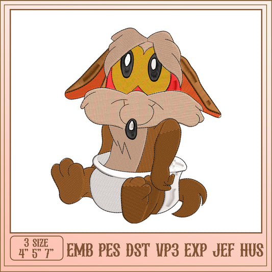 Baby Wile E Coyote Embroidery Design
