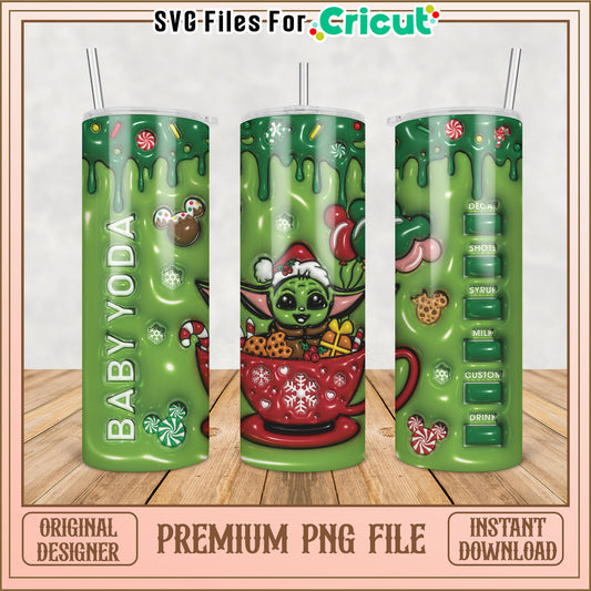 Baby Yoda Christmas Tumbler PNG