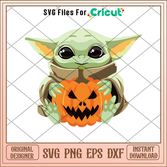 Baby Yoda Pumpkin Embroidery Design svg, The Mandalorian  svg,   digital download 