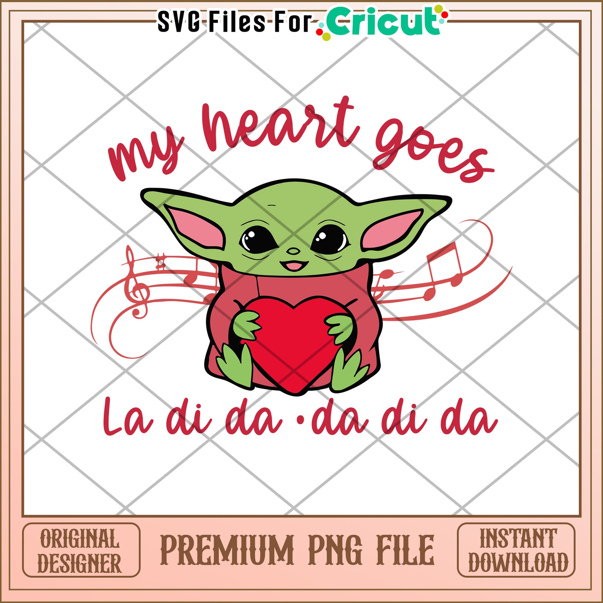 Baby Yoda Valentine PNG Cricut Design