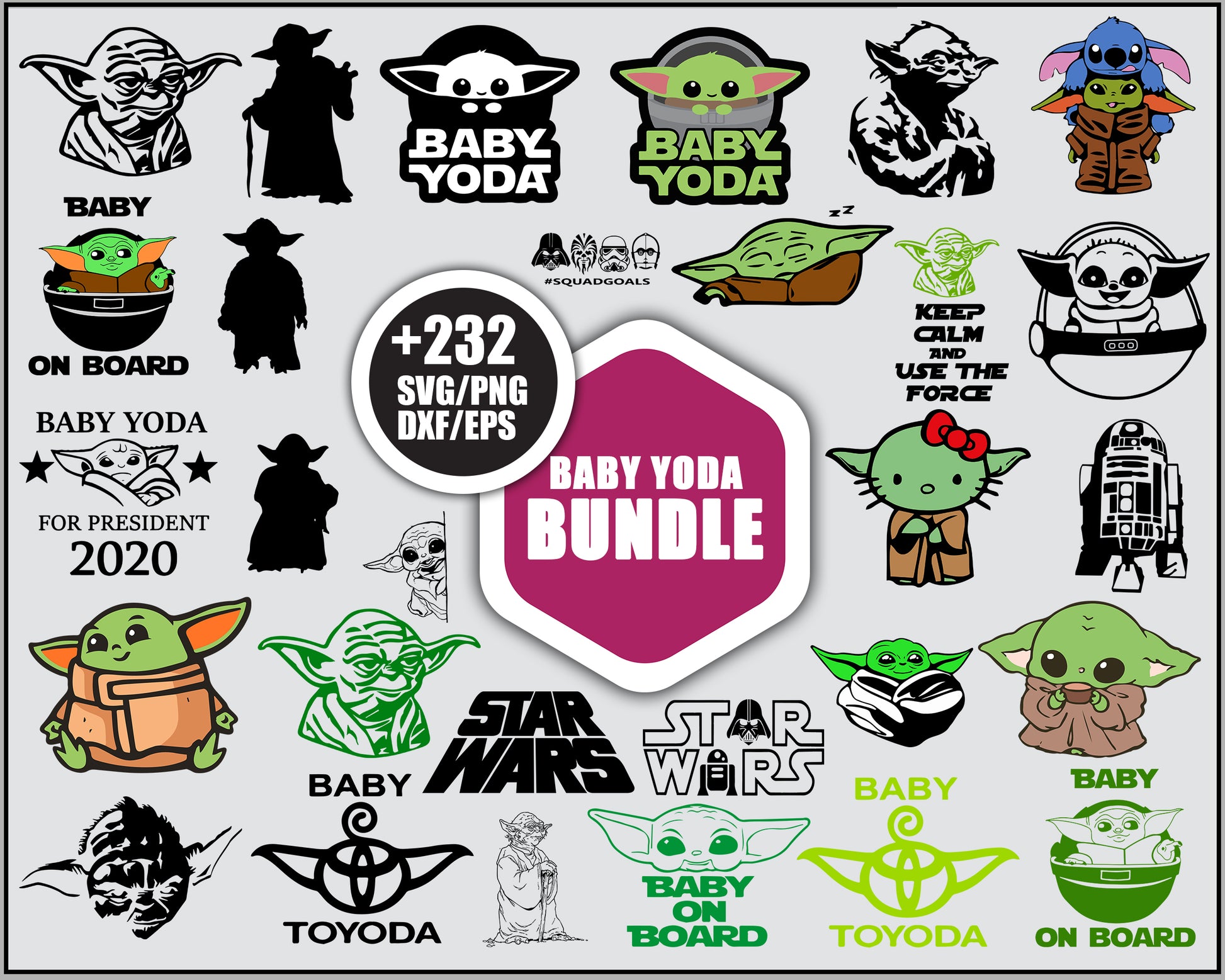 Cute Baby yoda SVG Bundle