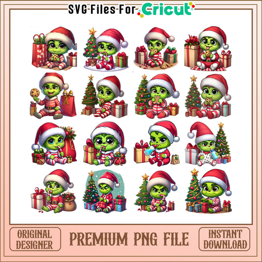 Baby grinch with christmas tree bundle png, grinch christmas tree​ png