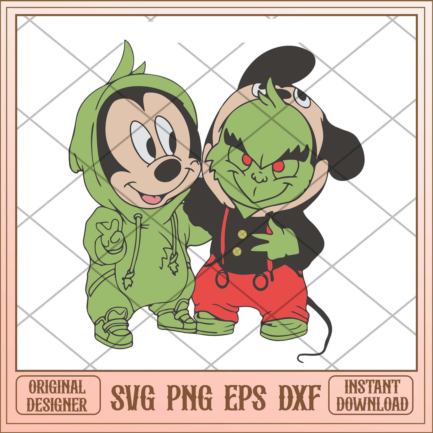 Baby Grinch And Mickey Mouse svg, Christmas Grinch and Mickey svg