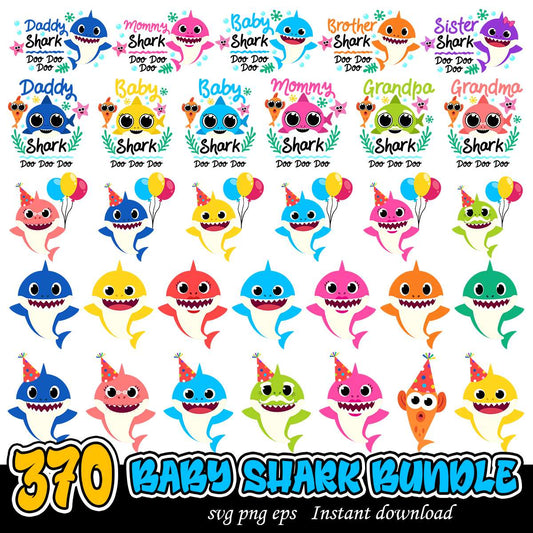Baby Shark Mega Bundle Svg, Baby Shark cartoon bundle