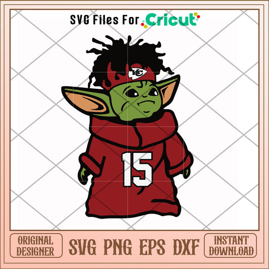 Baby Yoda Mahomes 15 svg, Mahomes svg, new nfl svg