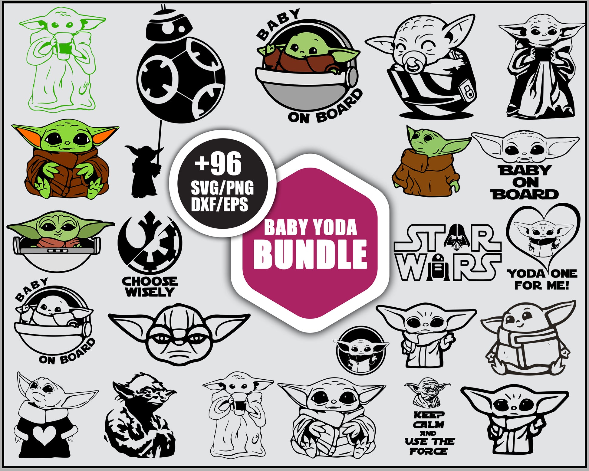 Baby yoda star wars bundle svg, baby yoda cute​ svg, star wars svg