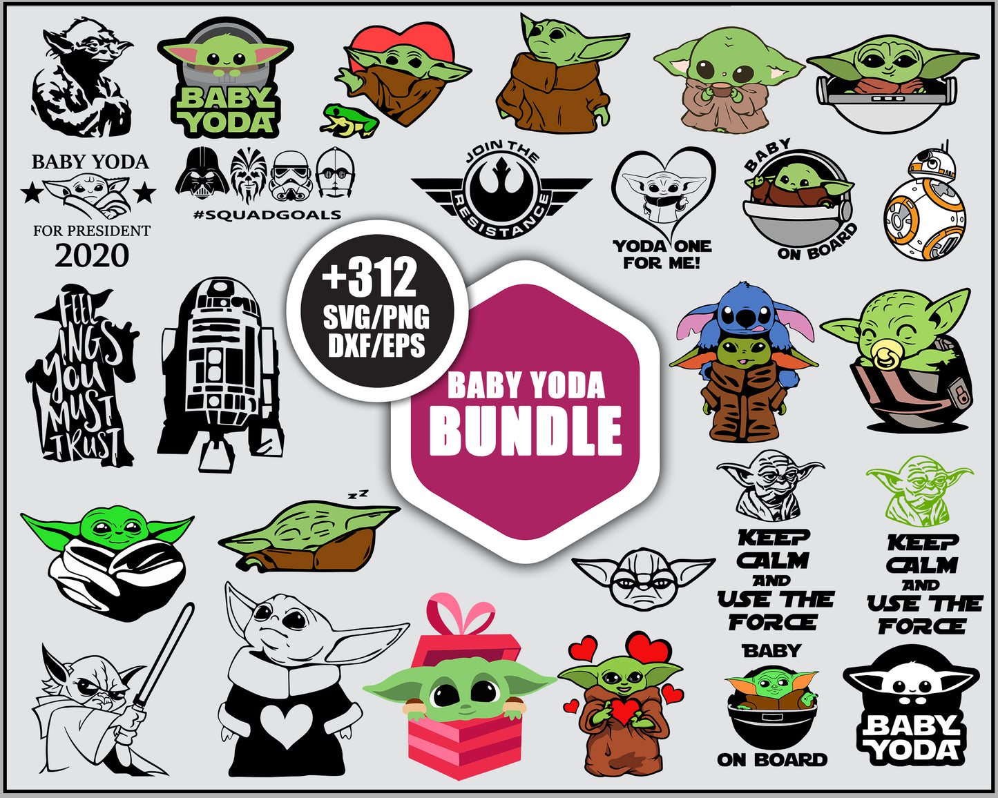 Baby yoda design bundle svg, baby yoda cartoon​ svg, star wars yoda​ svg