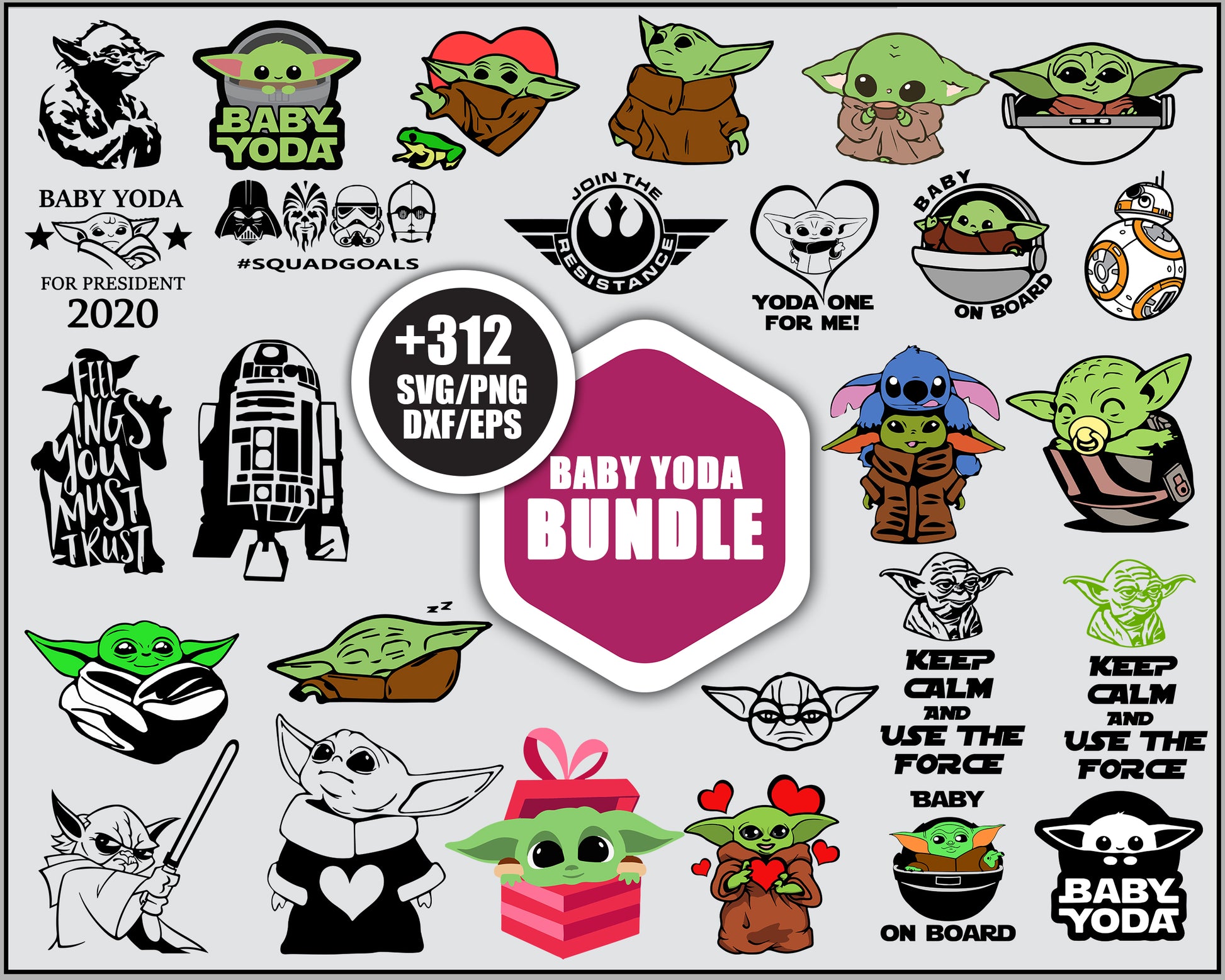 Baby yoda design bundle svg, baby yoda cartoon​ svg, star wars yoda​ svg