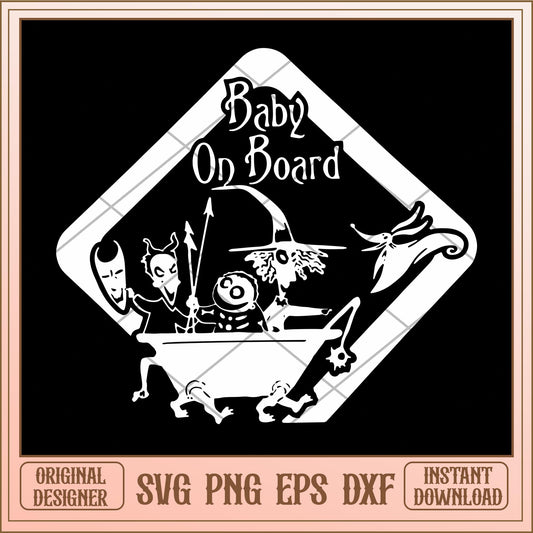 Baby on board white svg, The Nightmare Before Christmas Svg, digital download