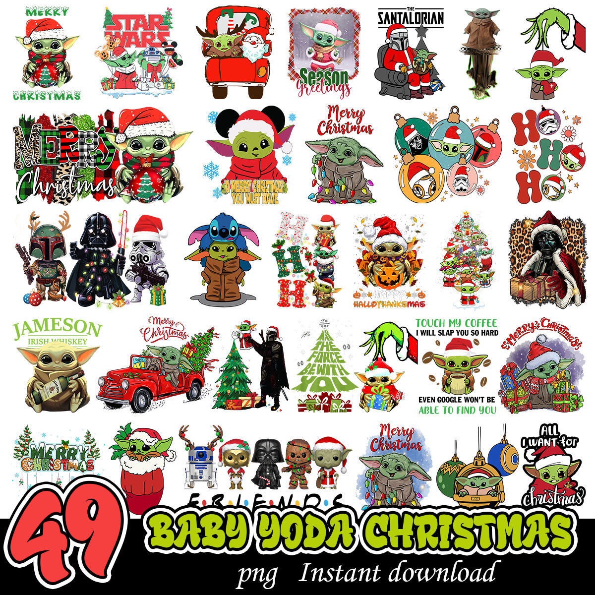 Baby Yoda Christmas Bundle PNG, Star Wars Christmas bundle