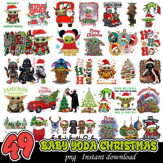 Baby Yoda Christmas Bundle PNG, Star Wars Christmas bundle