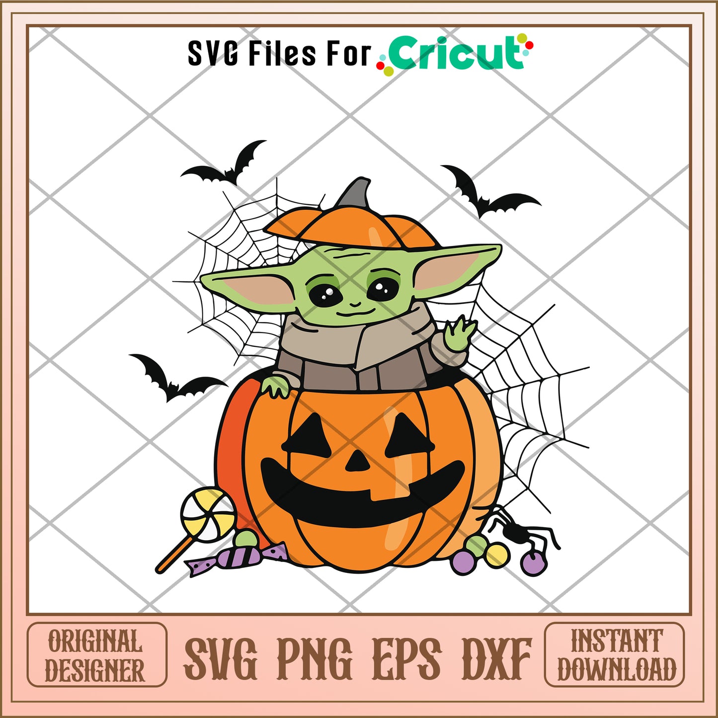 Baby yoda x pumpkin halloween svg