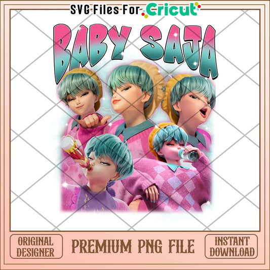 Baby saja design png, kpop demon hunter png, demon idol png