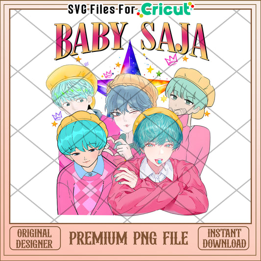 Baby saja png, huntrix members png, huntrix toys png