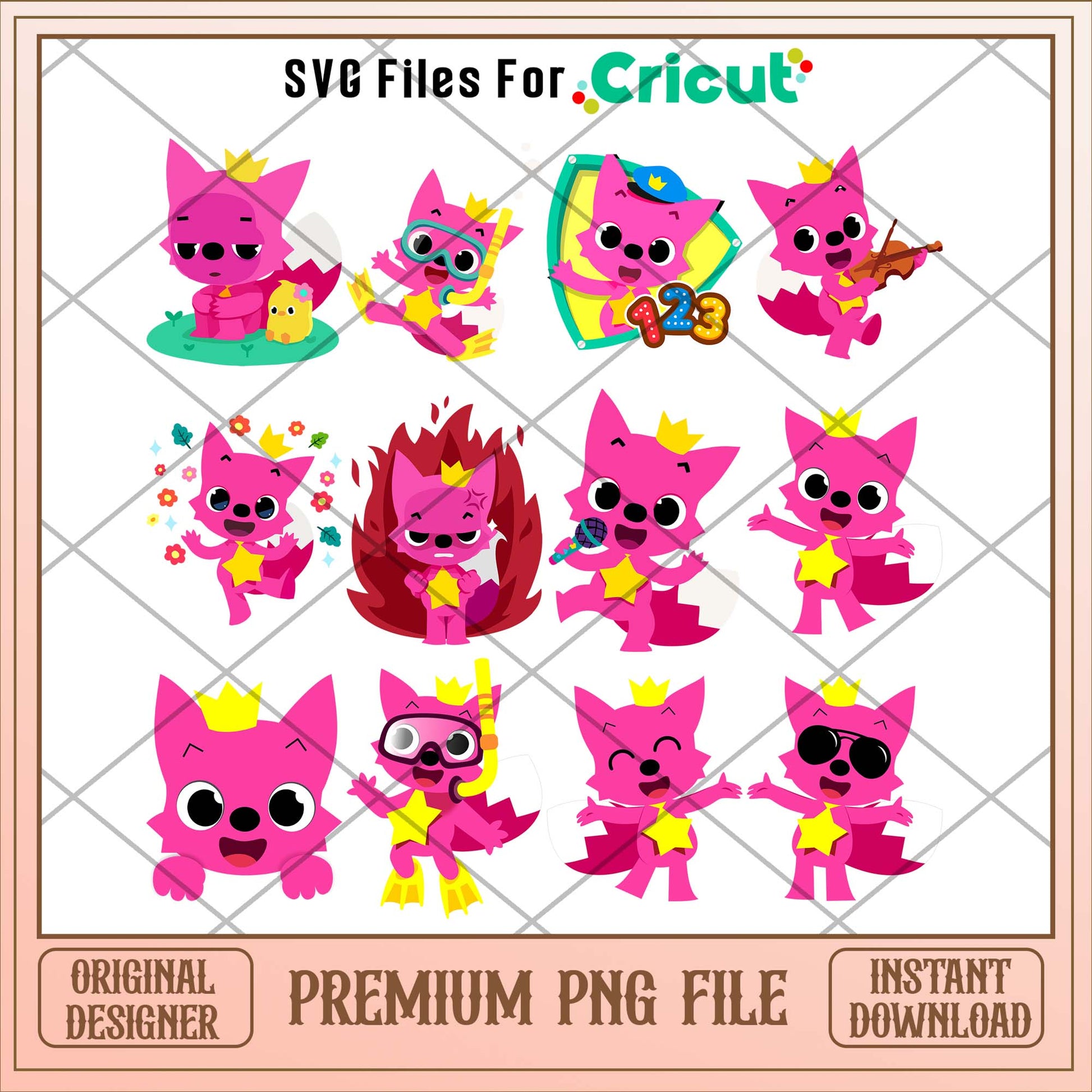 Baby shark cartoon Pinkfong png bundle 