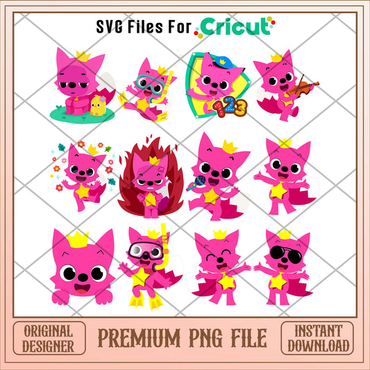 Baby shark cartoon Pinkfong png bundle 