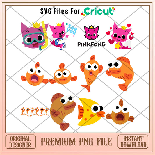 Baby shark pinkfong and friends png bundle