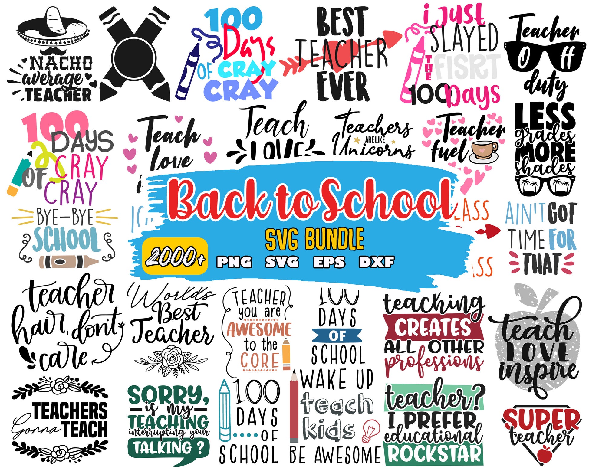 Back to school logo bundle design svg, 100 days of school​ svg