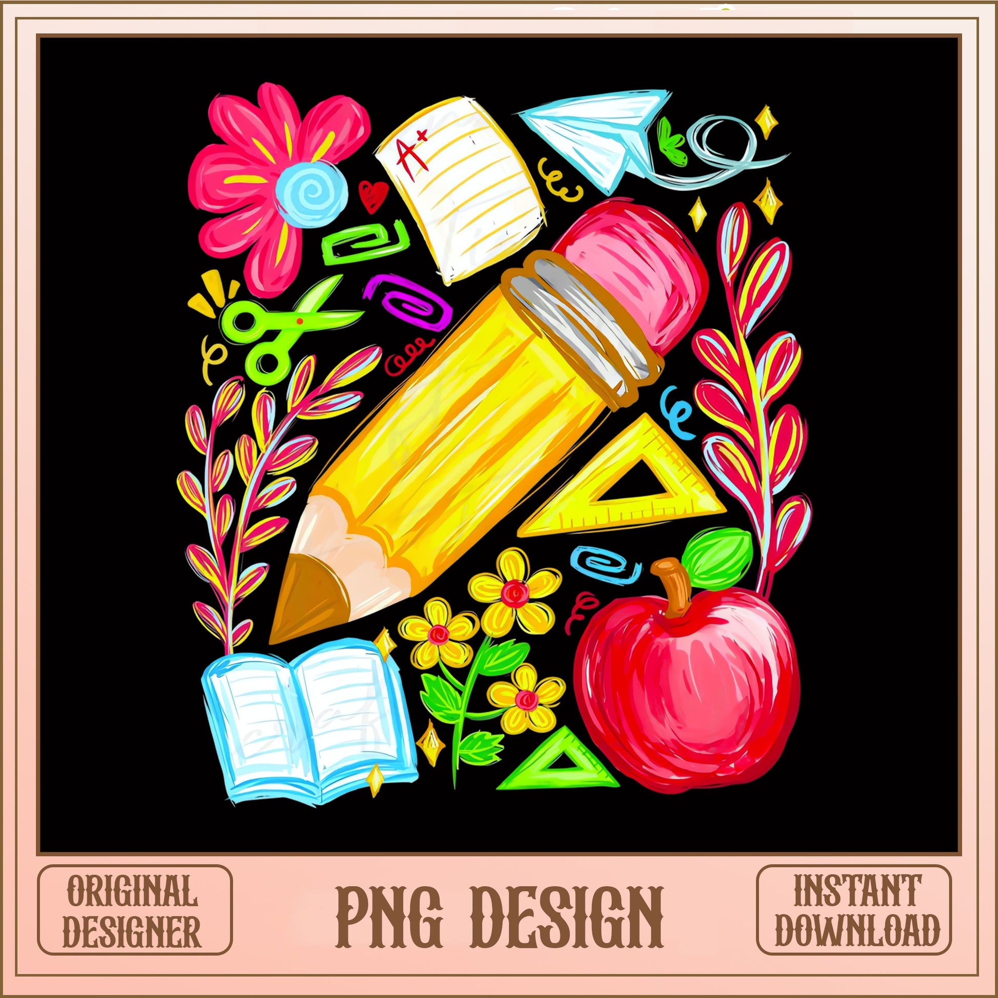Back To School PNG, Teacher Apple Pencil Design, School PNG