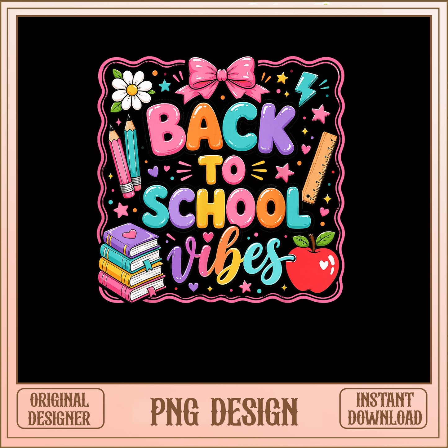 Back To School Vibes PNG, First Day Of School PNG, Teacher PNG