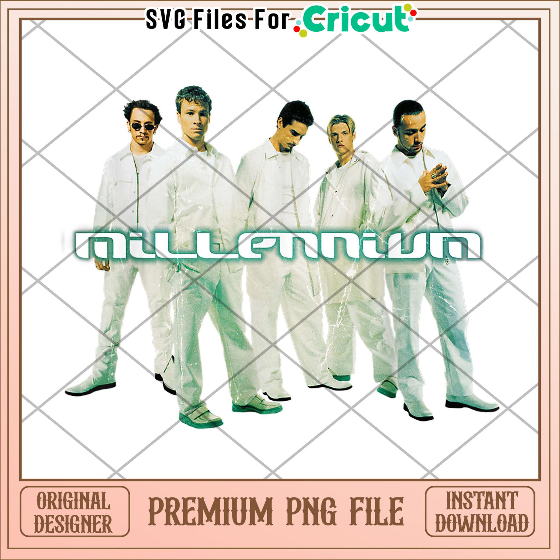 Backstreet Boys Millennium cutout png, 90s boyband graphic png, retro album design png