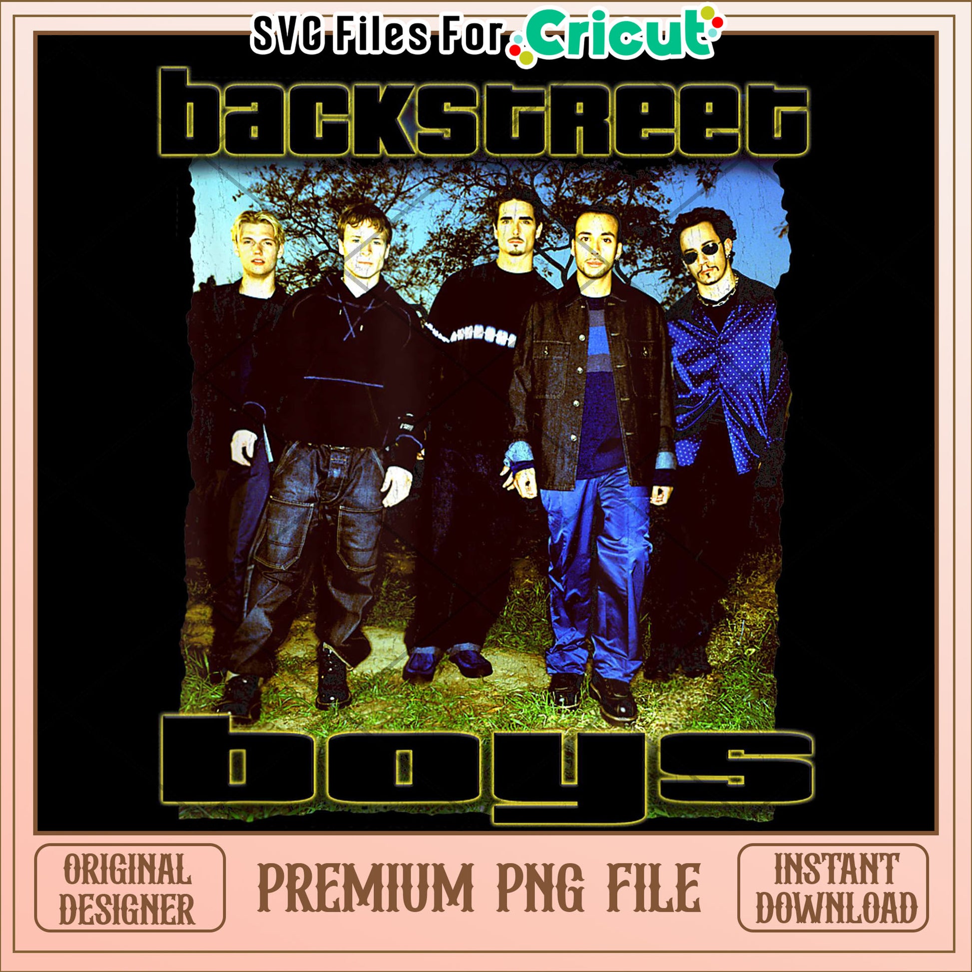 Backstreet boys group photo logo 90s png, retro boyband aesthetic png