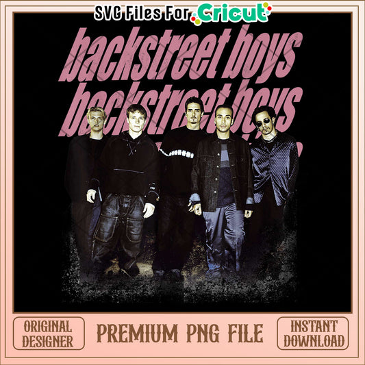 Backstreet boys group photo repeat logo dark heather grey png, 90s boyband design png