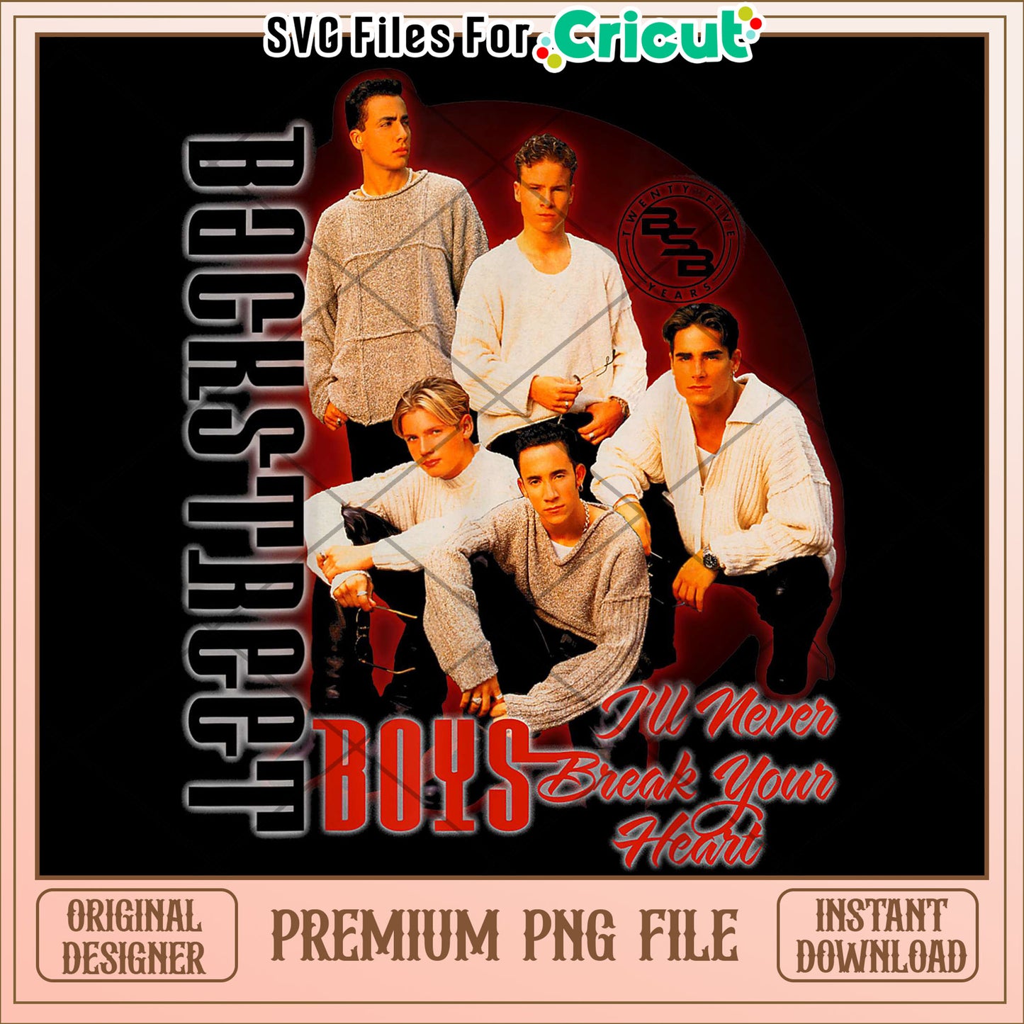 Backstreet boys i'll never break your heart png, 90s love song png, retro boyband design png