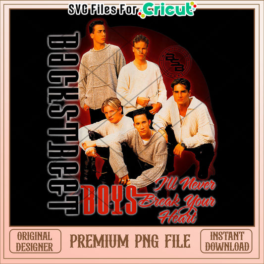 Backstreet boys i'll never break your heart png, 90s love song png, retro boyband design png