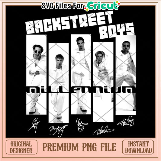 Backstreet boys millenium design png, 90s boyband png, retro album art png